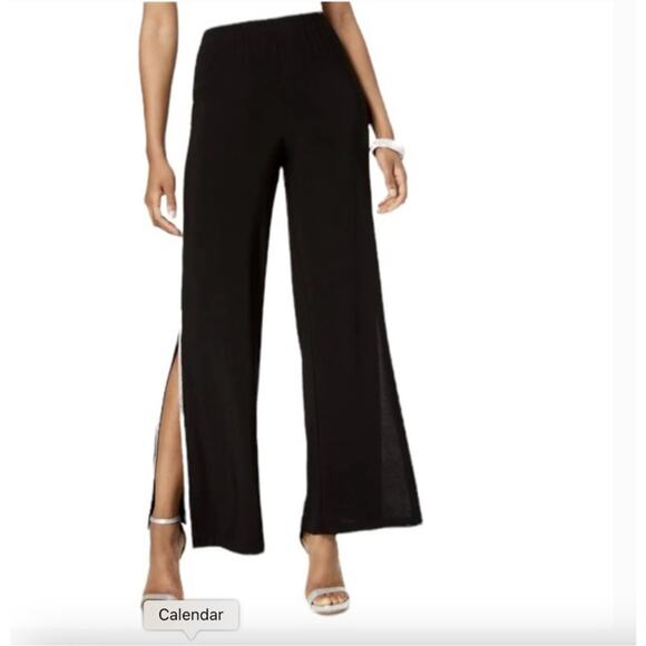 Aritzia Babaton Wide Slit Leg Trousers 4 Black - Picture 1 of 9